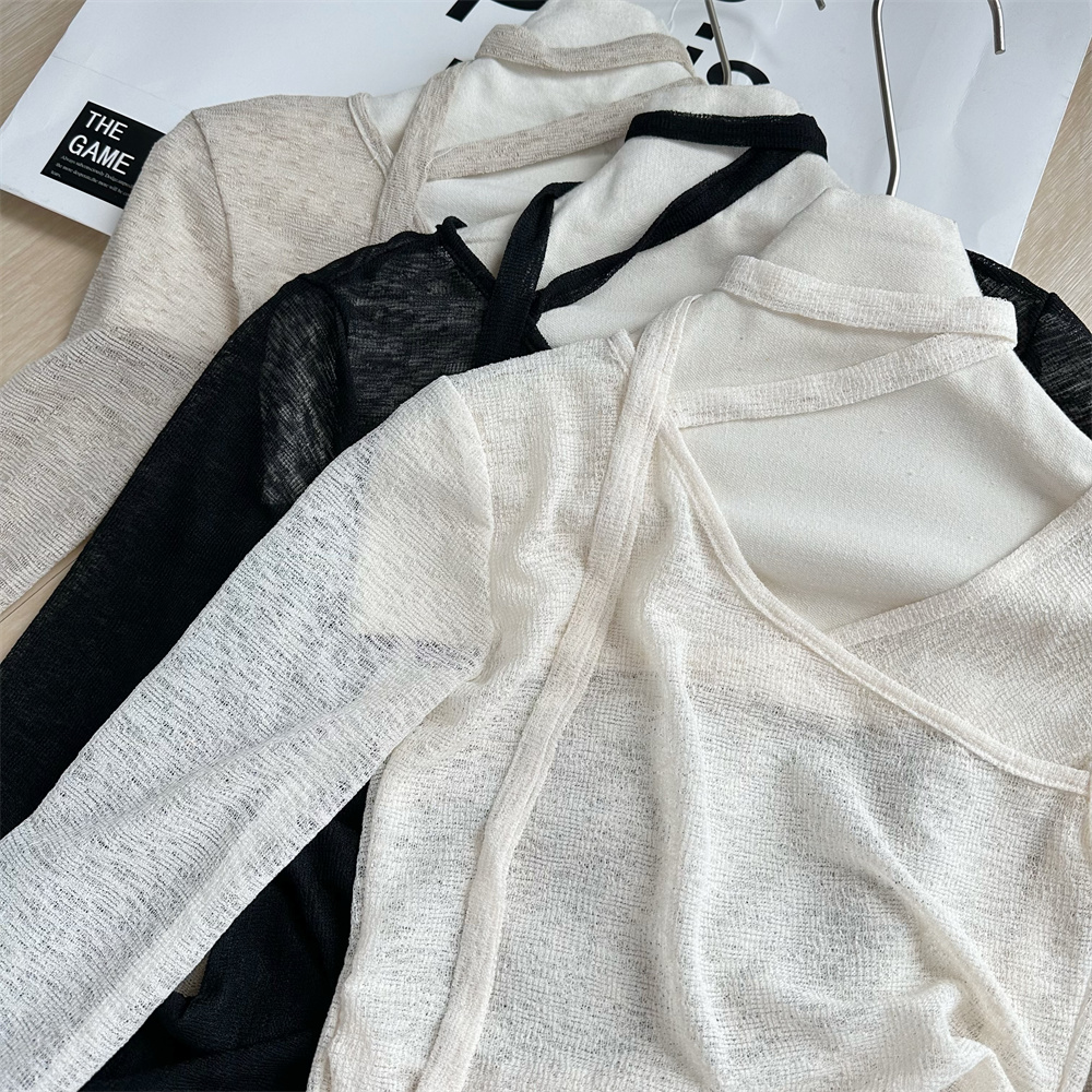 2024 Autumn Korean Style Ruffle Asymmetric Waist T-Shirt with Ribbon - Image 3