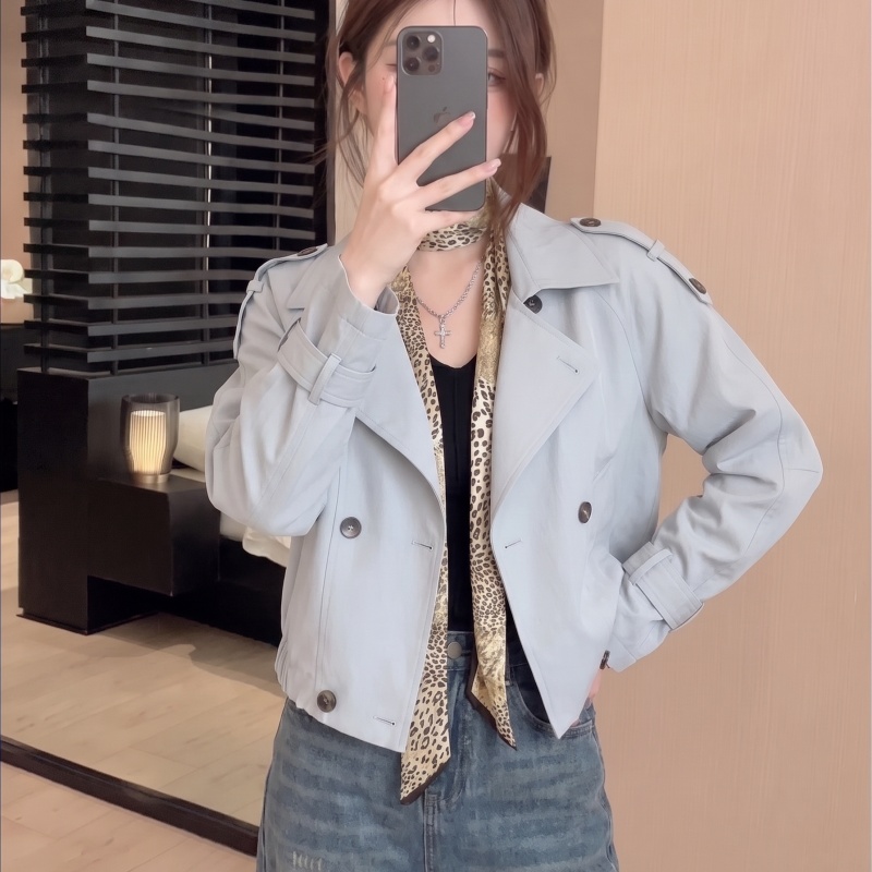 British Style Double Breasted Stand Collar Trench Coat 2026 Fall Loose Petite Women's Jacket - Image 2