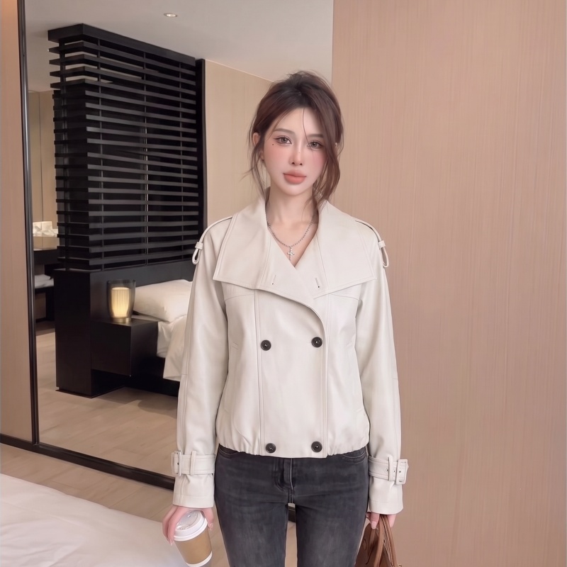 British Style Double Breasted Stand Collar Trench Coat 2026 Fall Loose Petite Women's Jacket - Image 3