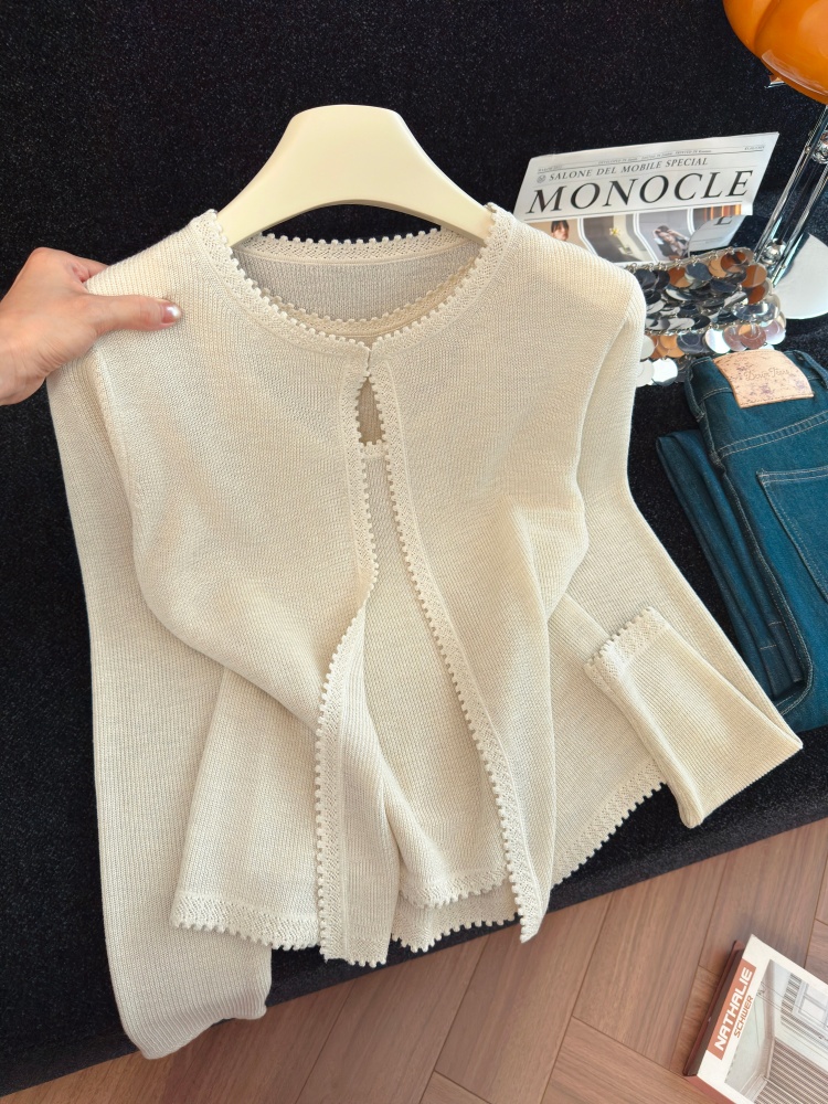 Elegant Knit Two-Piece Set for Women Sexy Cami and Long Sleeve Cardigan
