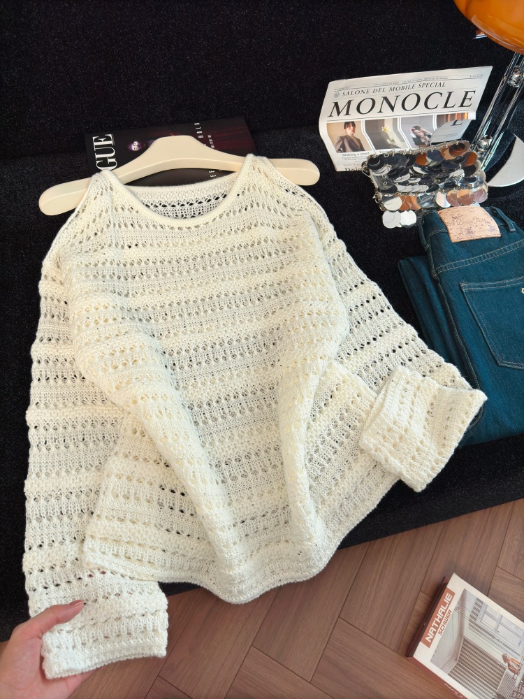 Elegant Sequin Knit Top for Women Fall 2026 Sexy Cutout Slimming Long Sleeve - Image 3