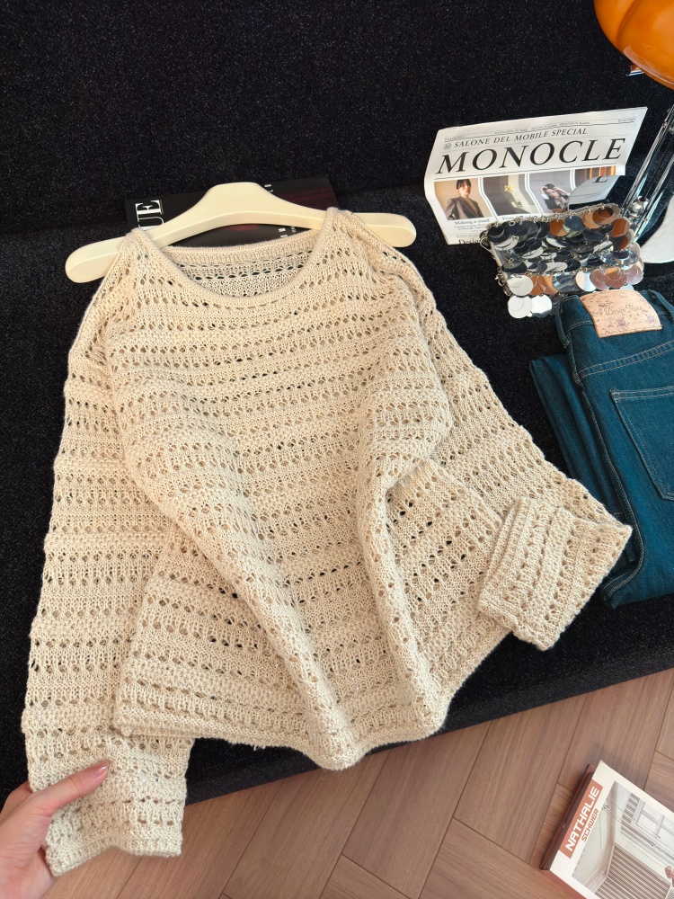 Elegant Sequin Knit Top for Women Fall 2026 Sexy Cutout Slimming Long Sleeve - Image 4