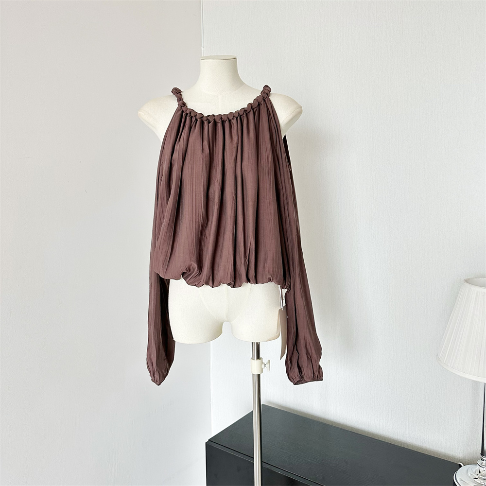 French Off-Shoulder Shirt Women Lazy Style Design Niche High-End Top - Image 3