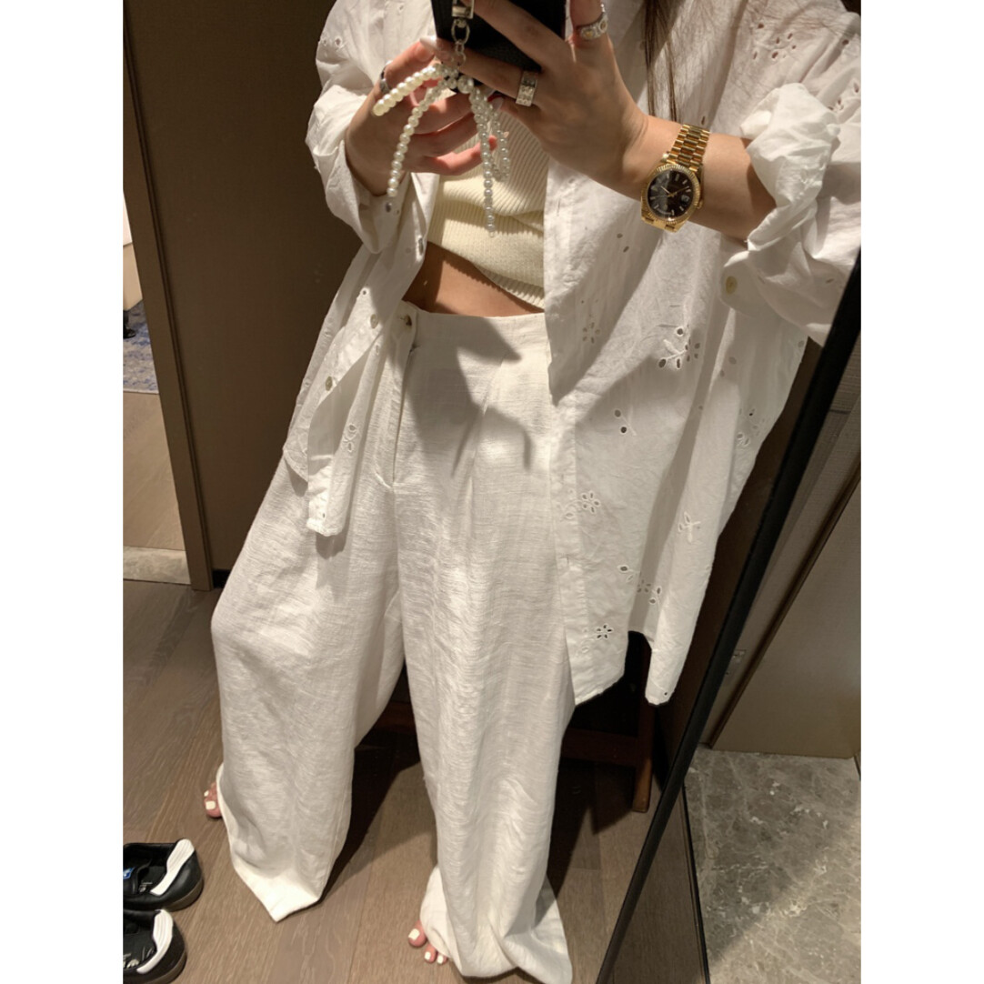 High Waist Linen Wide Leg Pants Women 2025 Summer New Loose Drapey Lazy Style Straight Thin Casual Floor Length Pants