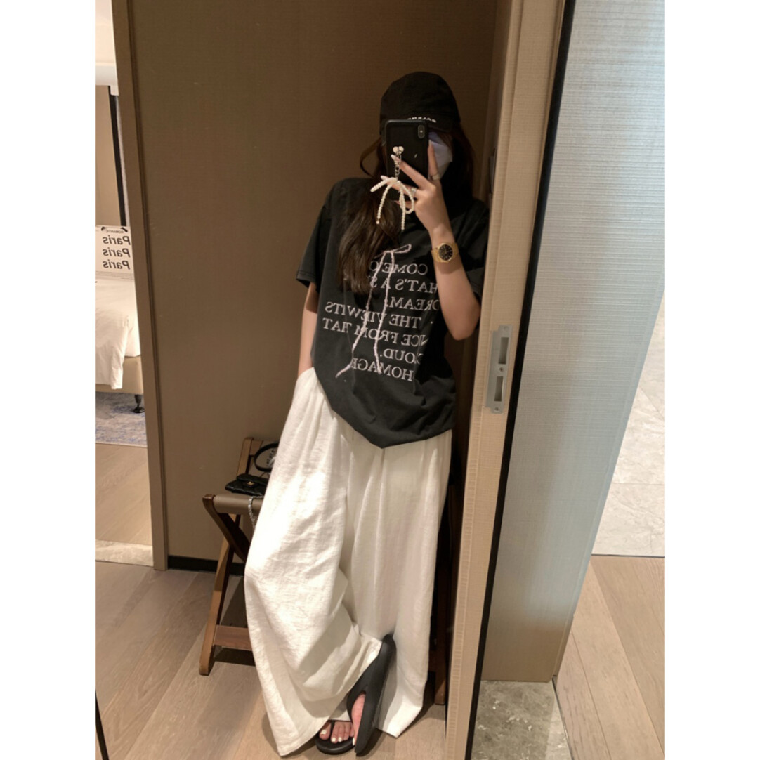 High Waist Linen Wide Leg Pants Women 2025 Summer New Loose Drapey Lazy Style Straight Thin Casual Floor Length Pants - Image 2