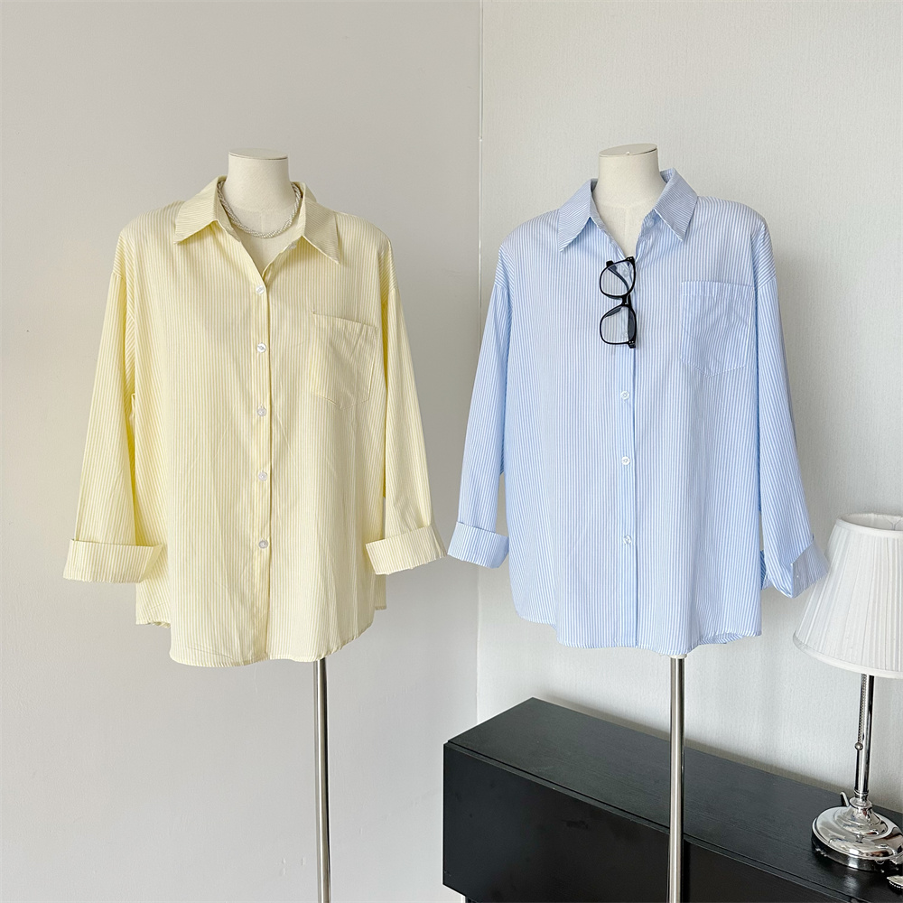 Korean Style Dopamine Casual Loose Striped Shirt - Image 2