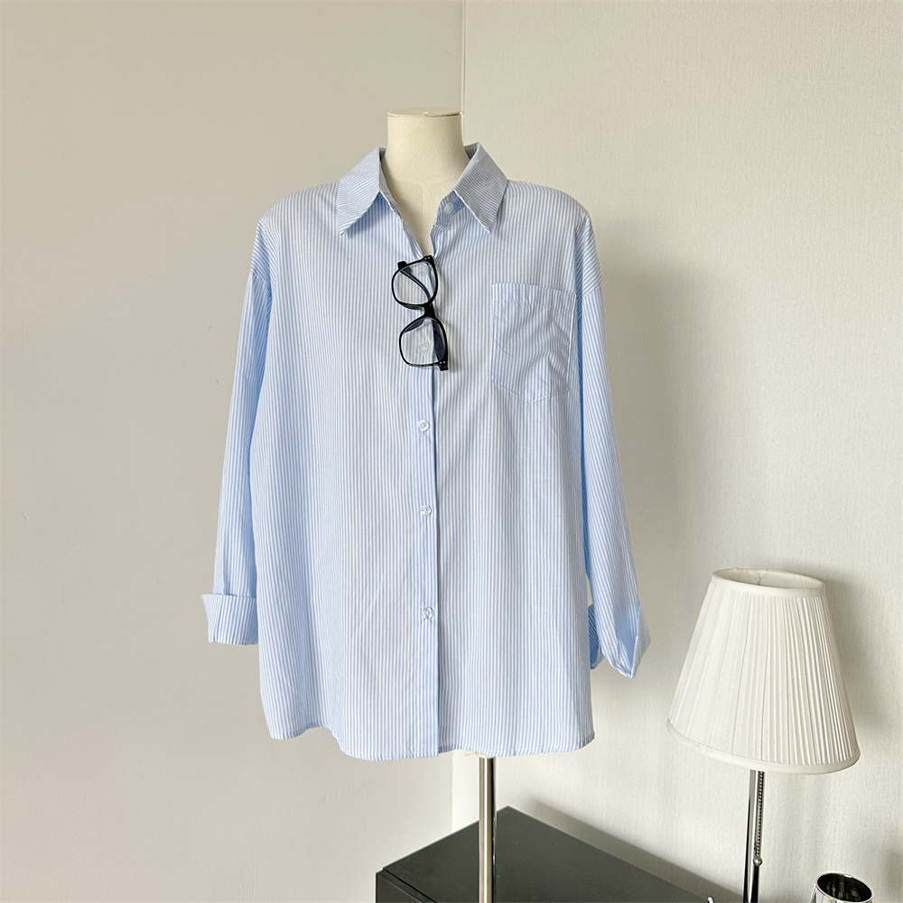 Korean Style Dopamine Casual Loose Striped Shirt - Image 4
