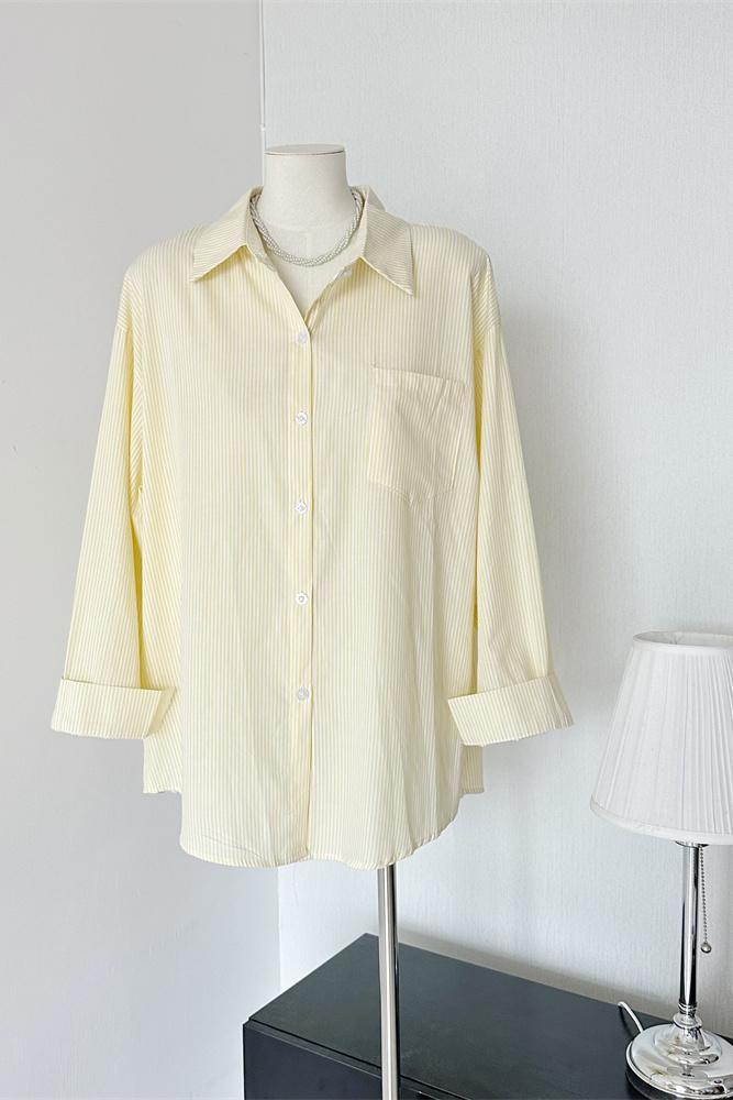 Korean Style Dopamine Casual Loose Striped Shirt - Image 5