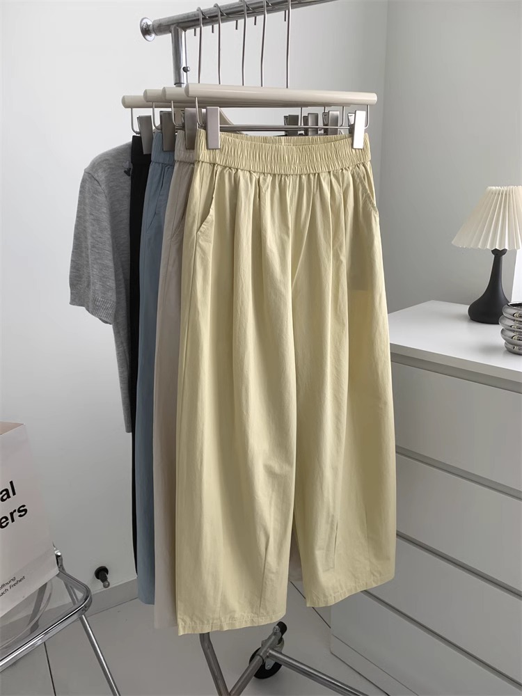 Lightweight Breathable Washed Cotton Balloon Pants Women Japanese Retro Grandma Pants Cropped Carrot Pants Summer Wide Leg