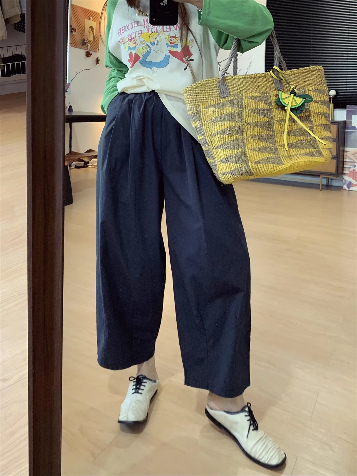Women's Cotton Harem Pants High Waist Cropped Casual Pants - Image 2