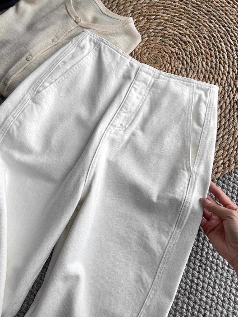 Women's High-Waist Cropped Cocoon Jeans - White
