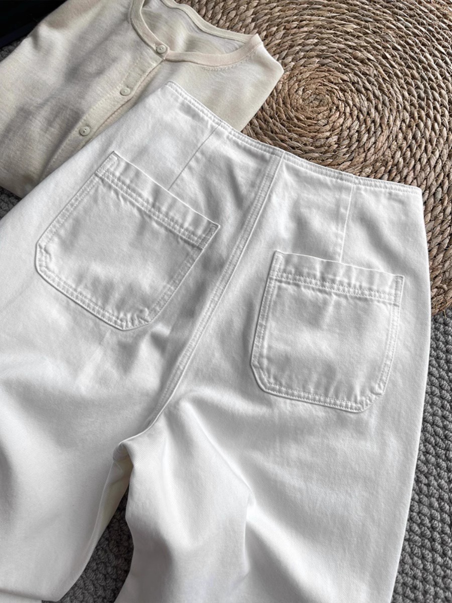 Women's High-Waist Cropped Cocoon Jeans - White - Image 4