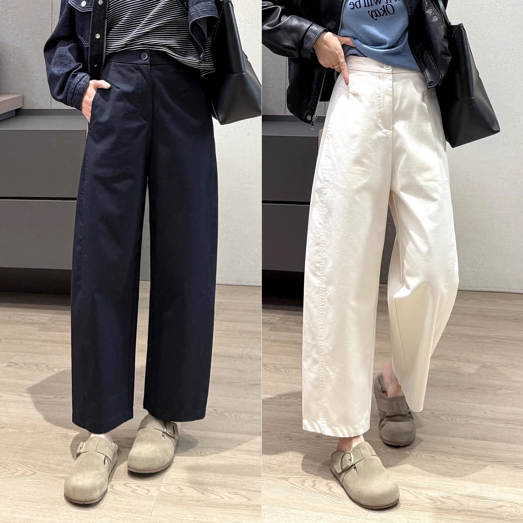 Women's High Waist Straight Leg Cropped Pants with Pockets - Image 4