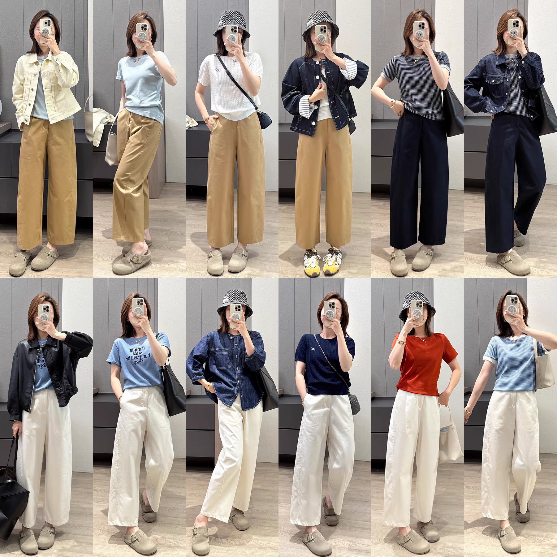 Women's High Waist Straight Leg Cropped Pants with Pockets - Image 5