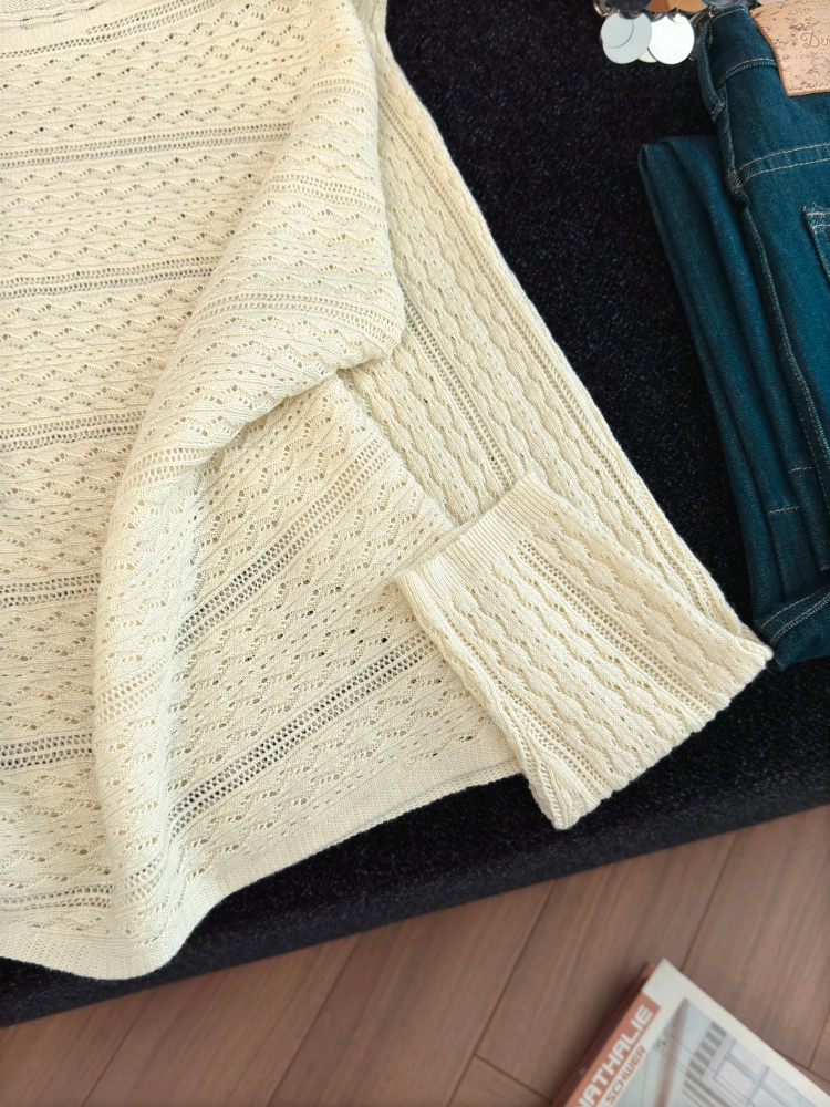 Women's Lazy Style Knit Top Beige Loose Long Sleeve Fall 2026 - Image 4