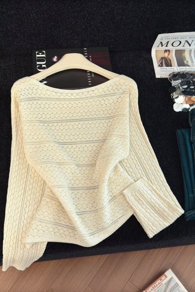 Women's Lazy Style Knit Top Beige Loose Long Sleeve Fall 2026 - Image 5